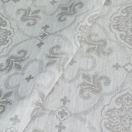 Decorative linen and cotton jacquard 181 cm natural grey ornament