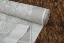 Decorative linen and cotton jacquard 181 cm natural grey ornament