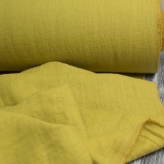 Medium Weight Linen Stone Washed yellow-mustard-coloured