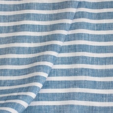 Medium Weight Linen white, blue and turquoise stripes