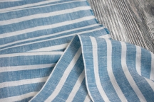 Medium Weight Linen white, blue and turquoise stripes