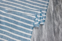 Medium Weight Linen white, blue and turquoise stripes