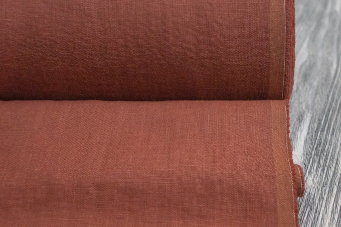 Medium Weight linen Stone Washed Terracotta-coloured