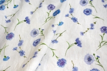 Linen Floral Fabric meadow flowers cornflowers 