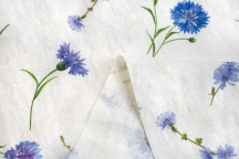 Linen Floral Fabric meadow flowers cornflowers 