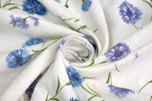 Linen Floral Fabric meadow flowers cornflowers 