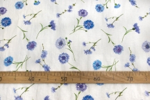 Linen Floral Fabric meadow flowers cornflowers 