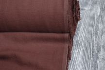 Flax with viscose dress linen in burgundy-brown with crinkle effect