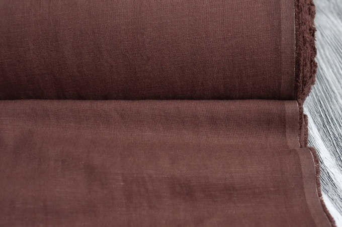 Flax with viscose dress linen in burgundy-brown with crinkle effect