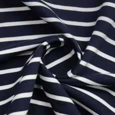 Knitwear french terry double thread blue, white stripe