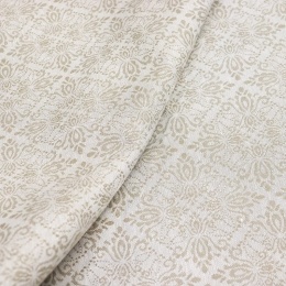Linen with cotton decorative jacquard Damask 160cm light gray-beige