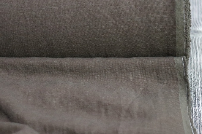 Creamy grey dress linen with viscose with crinkle effect