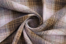Linen for suits and interiors, plaid pied-de-poule with a wrinkled effect