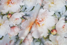 Сатин для постельного белья 240 см цифровая печать Розовые пионы