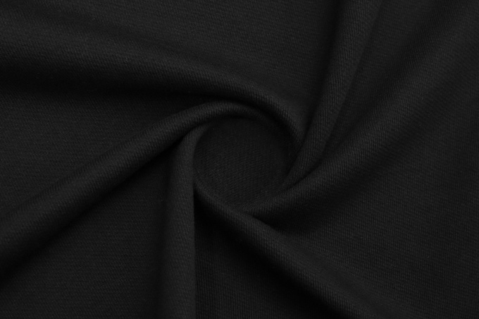 Knitted footer, 3-thread diagonal, 100% cotton, 470 g/m2, Black
