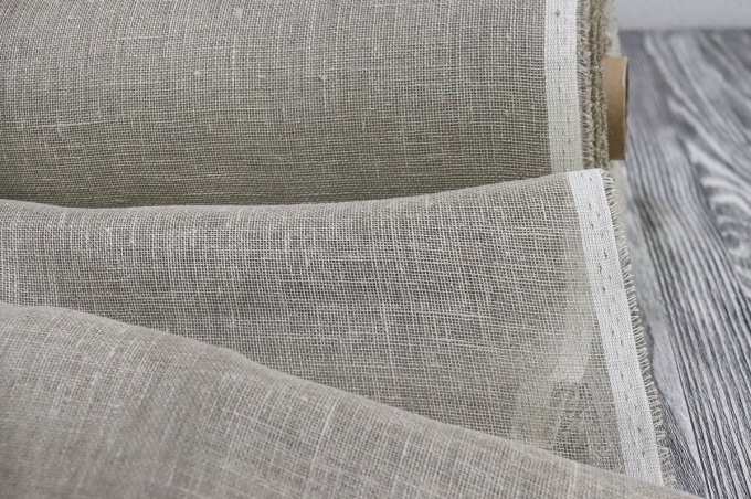 Linen curtain mesh gray unpainted