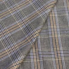Итальянский костюмный хлопок фланель бежевая клетка