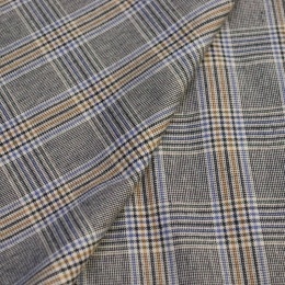 Итальянский костюмный хлопок фланель бежевая клетка