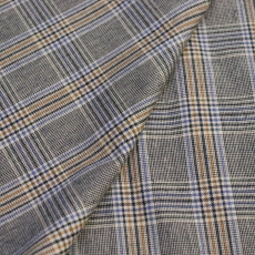 Итальянский костюмный хлопок фланель бежевая клетка