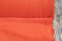 Лён с вискозой плательный ярко-оранжевый с эффектом мятости