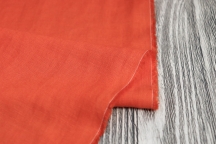 Лён с вискозой плательный ярко-оранжевый с эффектом мятости