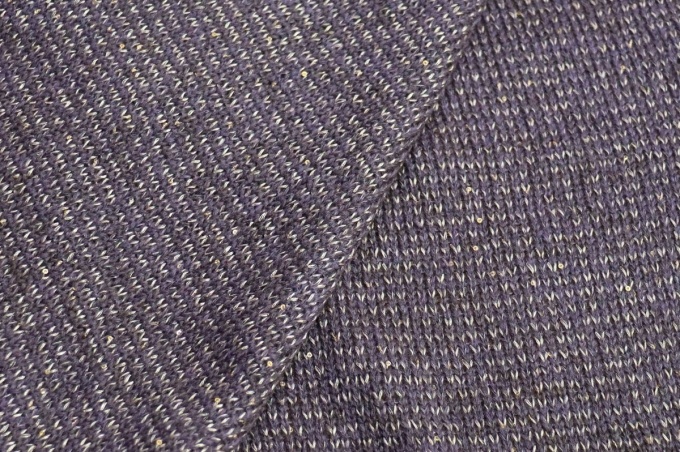 Итальянский шерстяной трикотаж бледно-фиолетовый с пайетками