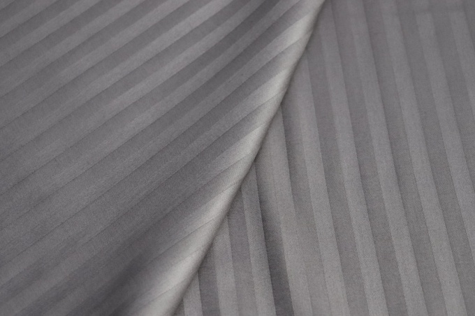 Stripe satin for bed linen 240 cm gray