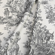 DUCK Интерьерная ткань 180см Туаль Де Жуи серый на молочном фоне