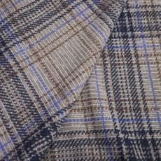 Итальянский плотный трикотаж с шерстью серо-коричнева клетка